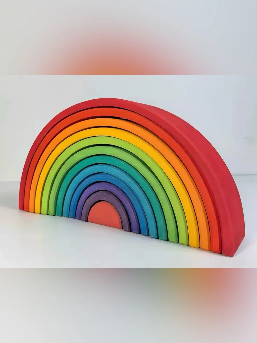 Wooden Rainbow Stacking Arches - Multicolor Wooden Building Set